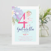 Beauful Floral Ballerina Birthday Uitnodiging (Staand voorkant)