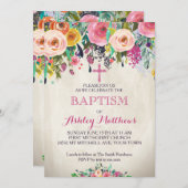 Beauful Floral Baptism Invitation, Baby Kaart (Voorkant / Achterkant)