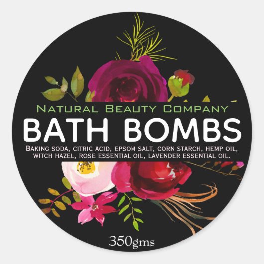 Beauful Floral Bath Bomb Ronde Sticker (Voorkant)