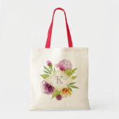 Beauful Floral Blossom Monogram Initialen Decor Tote Bag (Voorkant)
