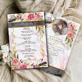 Beauful Floral Bouquet Photo Wedding Programme