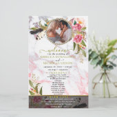 Beauful Floral Bouquet Photo Wedding Programme (Staand voorkant)