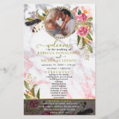 Beauful Floral Bouquet Photo Wedding Programme (Voorkant)