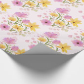 Beauful Floral Bouquet Pinks Yellows-Waterverf Cadeaupapier (Hoek)
