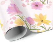 Beauful Floral Bouquet Pinks Yellows-Waterverf Cadeaupapier (Rol Hoek)