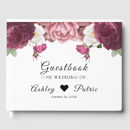 Beauful Floral Burgundy Wedding Gastenboek