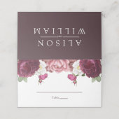Beauful Floral Burgundy Wedding Plaatskaartje (Buitenkant ongevouwen)