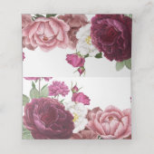 Beauful Floral Burgundy Wedding Plaatskaartje (Binnenkant ongevouwen)