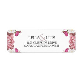 Beauful Floral Burgundy Wedding Return Address Etiket