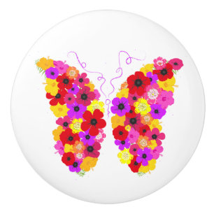 Beauful Floral Butterfly Colorful Keramische Knop