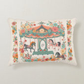 Beauful Floral Carousel Horse Custom Monogram Accent Kussen (Voorkant)