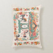 Beauful Floral Carousel Horse Custom Monogram Accent Kussen (Voorkant(Verticaal))