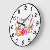 Beauful Floral Deer Antlers Grote Klok (Hoek)
