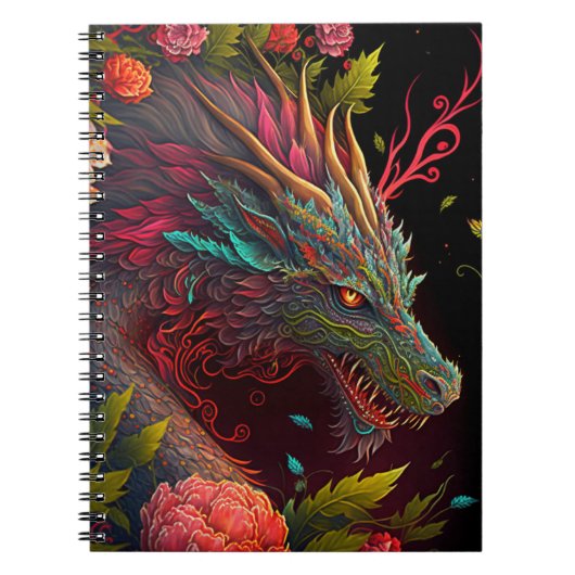 Beauful Floral Dragon Notitieboek (Voorkant)