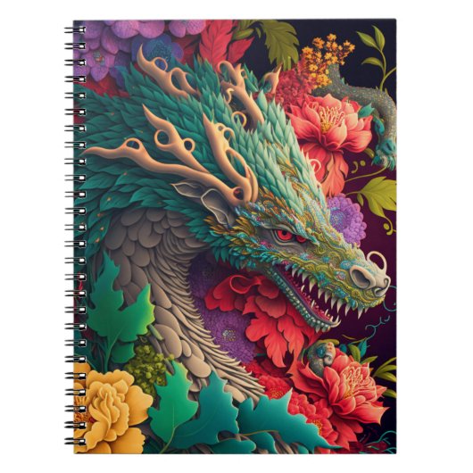 Beauful Floral Dragon Notitieboek (Voorkant)