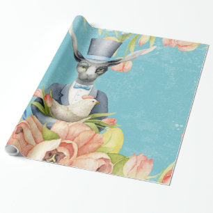 Beauful Floral Flowers Animal Easter Bunny Cadeaupapier