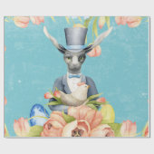 Beauful Floral Flowers Animal Easter Bunny Cadeaupapier (Vlak)