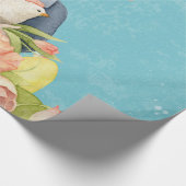 Beauful Floral Flowers Animal Easter Bunny Cadeaupapier (Hoek)