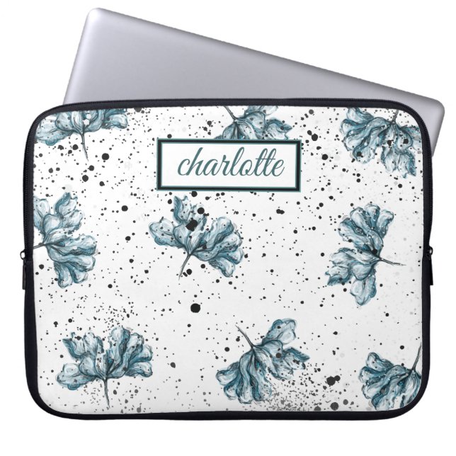 Beauful Floral Monogram Grunge Laptop Sleeve (Voorkant)