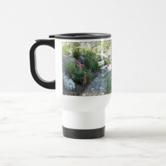 Beauful Floral Park Bench Travel Mug Reisbeker