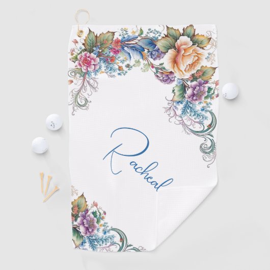 Beauful Floral Personalized Golfhanddoek (Insitu)