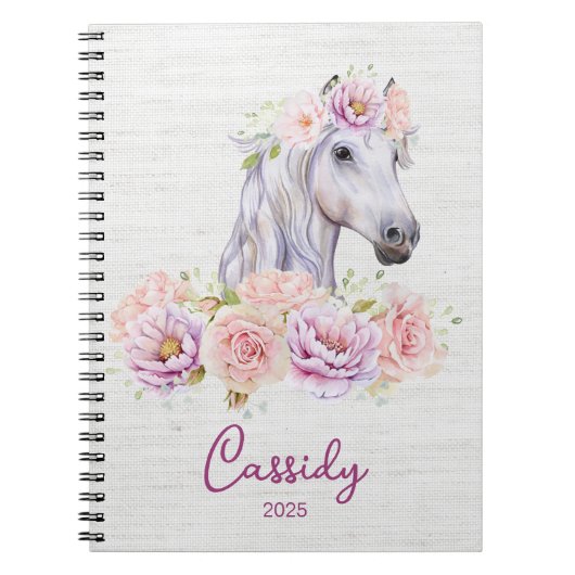 Beauful Floral Pony DIY Name Notitieboek (Voorkant)