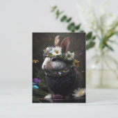 Beauful Floral Rabbit Briefkaart (Staand voorkant)