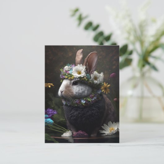 Beauful Floral Rabbit Briefkaart (Staand voorkant)