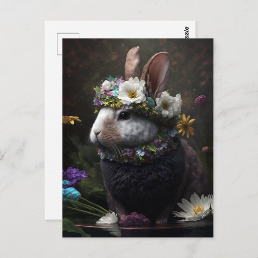 Beauful Floral Rabbit Briefkaart (Voorkant / Achterkant)