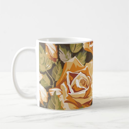 Beauful Floral Sketch Coffee Mok (Links)