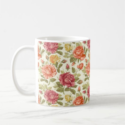 Beauful Floral Sketch Coffee Mok (Links)