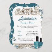 Beauful Floral Spa Pamper Party Kaart (Voorkant / Achterkant)