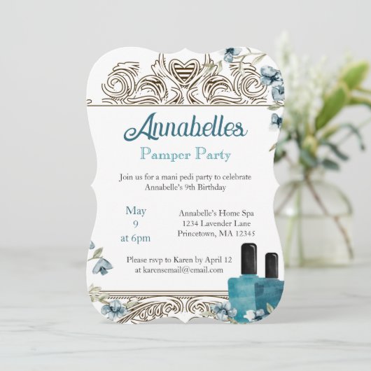Beauful Floral Spa Pamper Party Kaart (Staand voorkant)