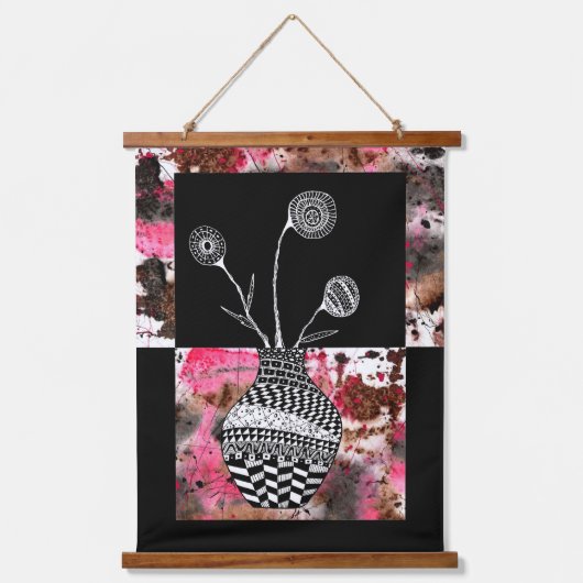 Beauful Floral Vase en Flowers Abstract Hangend Wandkleed (Voorkant)