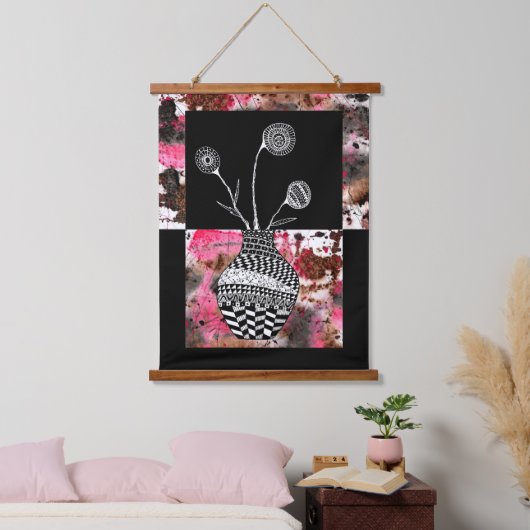 Beauful Floral Vase en Flowers Abstract Hangend Wandkleed (Slaapkamer)