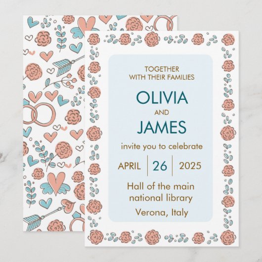 Beauful Floral Wedding Uitnodiging (Voorkant / Achterkant)