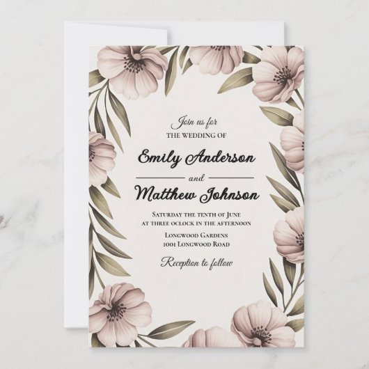 Beauful Floral Wedding Uitnodiging (Voorkant)