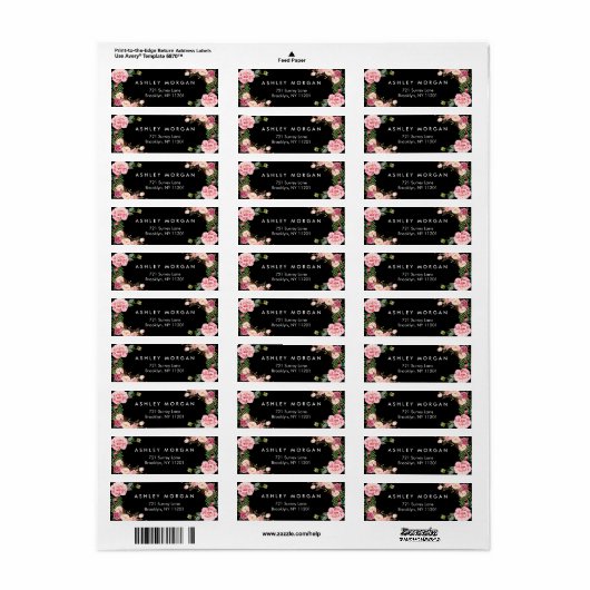Beauful Floral Wrap Classy Black White Etiket (Full Sheet)