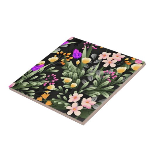 Beauful Flowers Ceramic Tile Tegeltje (Zijkant)