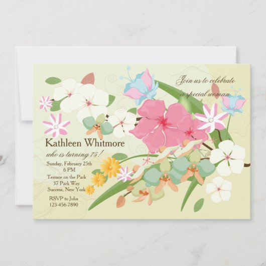 Beauful Flowers Invitation Kaart (Voorkant)