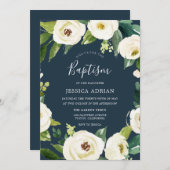 Beauful Flowers Turquoise Baptism Invite Kaart (Voorkant / Achterkant)