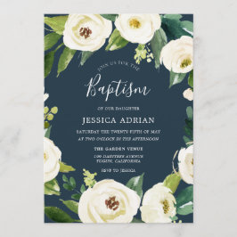 Beauful Flowers Turquoise Baptism Invite Kaart