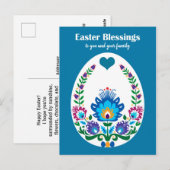 🐤 Beauful Folklore Blue Pysanka Paaseieren Briefkaart (Voorkant / Achterkant)
