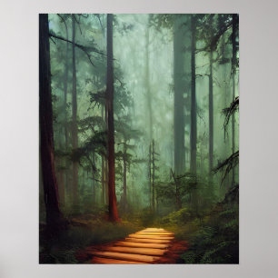 Beauful Forest Path Digital Art Poster