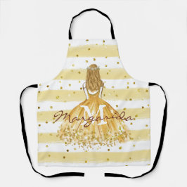 Beauful Girl Drawing Royal Yellow Dress Schort