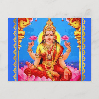 Beauful Golden Lakshmi Diwali Goddess Briefkaart