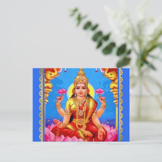 Beauful Golden Lakshmi Diwali Goddess Briefkaart (Staand voorkant)
