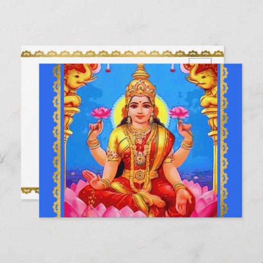 Beauful Golden Lakshmi Diwali Goddess Briefkaart (Voorkant / Achterkant)