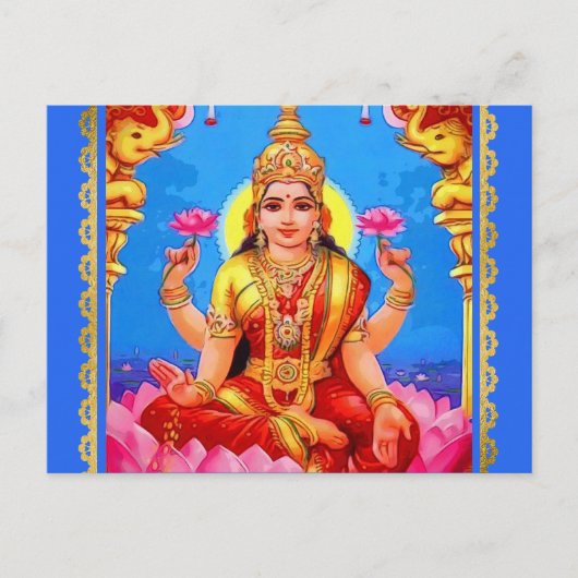 Beauful Golden Lakshmi Diwali Goddess Briefkaart (Voorkant)