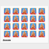 Beauful Golden Lakshmi Diwali Goddess Vierkante Sticker (Vel)